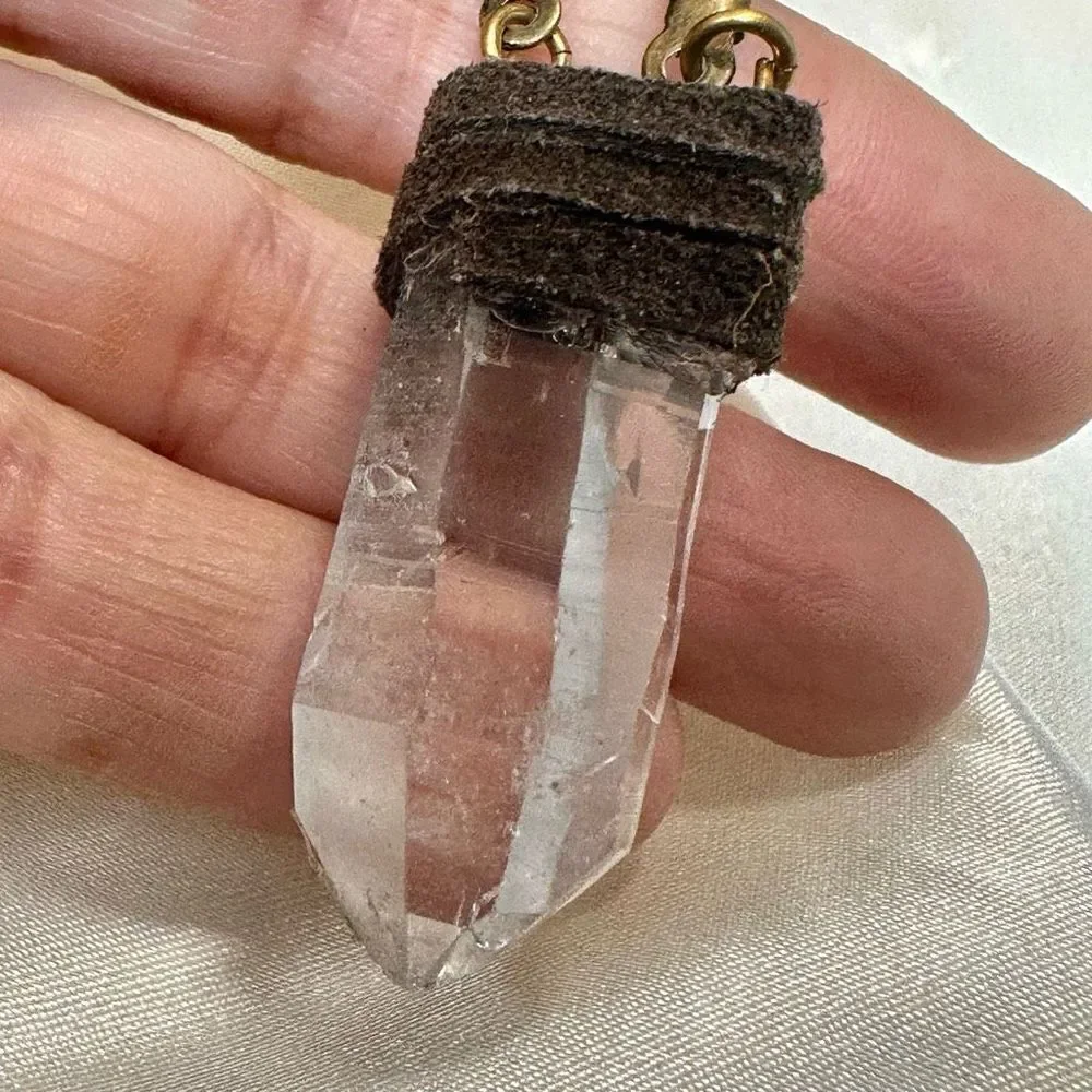 raw quartz crystal pendant necklace